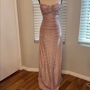 Adriana Papell Hailey Elegant Pink Ruched Evening Gown